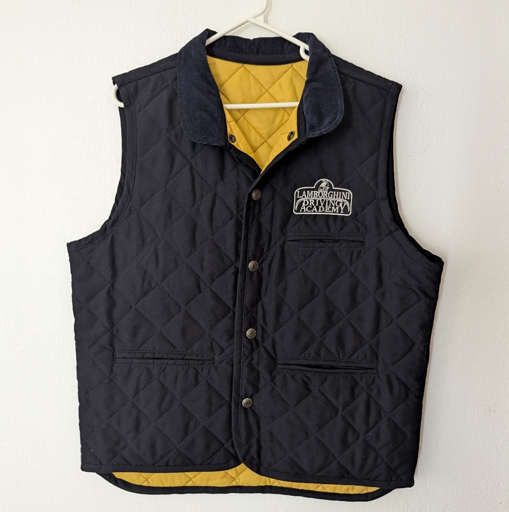 Lamborghini Driving Academy Quilted Vest Corduroy Neck Size Medium Made In Italy